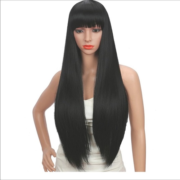🆕️ Silky Long Black Hair With Bangs Wig